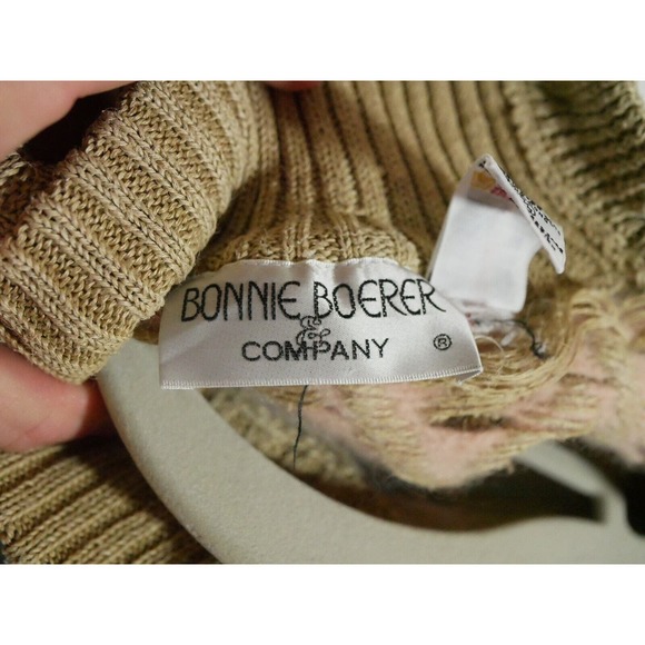 Vtg Bonnie Boerer Sweater Aztec Southwest Button Shoulder Sz Medium - Picture 8 of 12